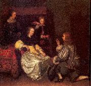 NETSCHER, Caspar Presentation of a Medallion Portrait oil painting